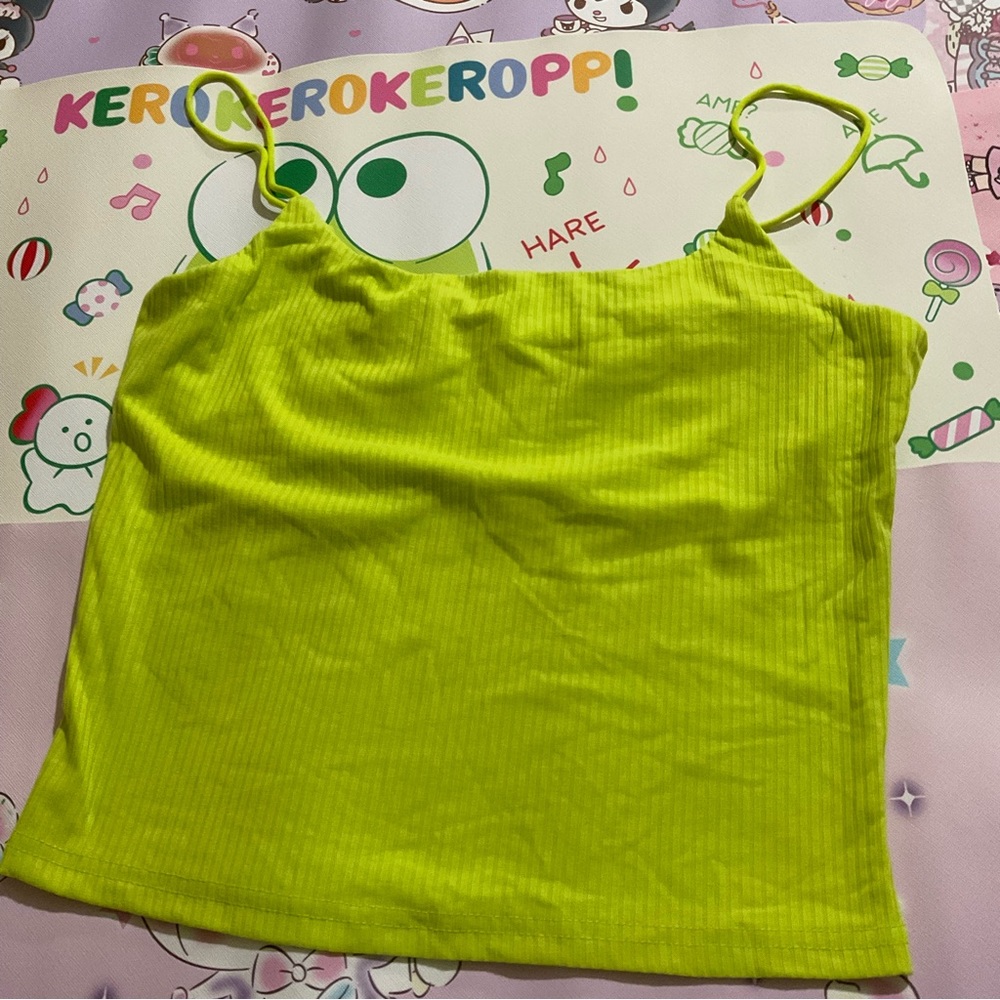 Lime Green Rib-Knit Cropped Cami NWOT